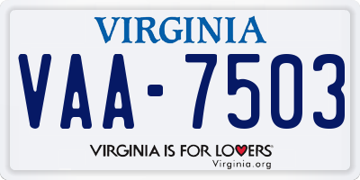 VA license plate VAA7503