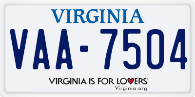 VA license plate VAA7504