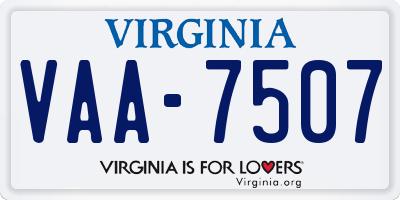 VA license plate VAA7507