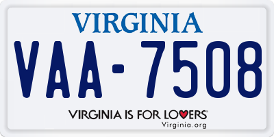 VA license plate VAA7508