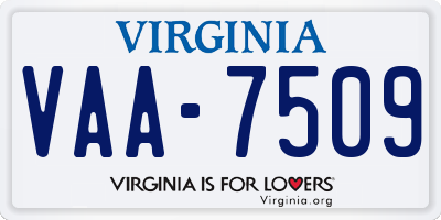 VA license plate VAA7509