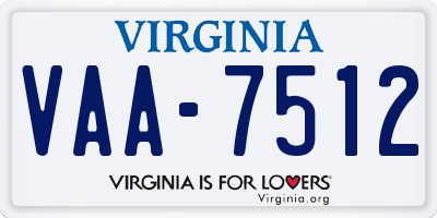 VA license plate VAA7512