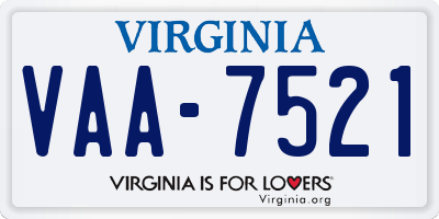 VA license plate VAA7521