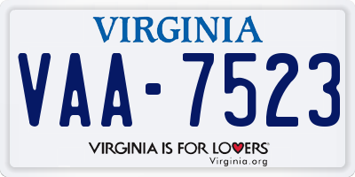 VA license plate VAA7523