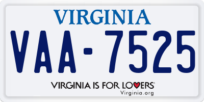 VA license plate VAA7525