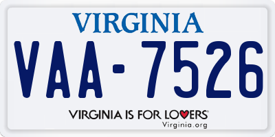 VA license plate VAA7526