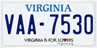 VA license plate VAA7530