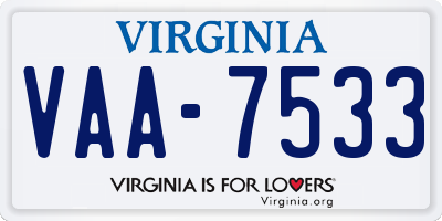 VA license plate VAA7533