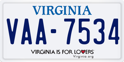 VA license plate VAA7534