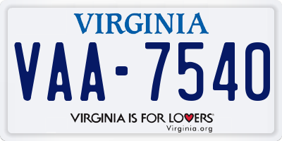 VA license plate VAA7540