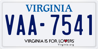 VA license plate VAA7541