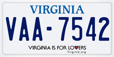 VA license plate VAA7542