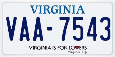 VA license plate VAA7543