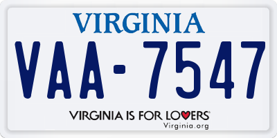 VA license plate VAA7547