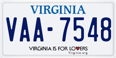 VA license plate VAA7548