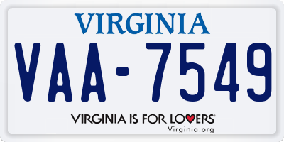 VA license plate VAA7549