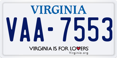 VA license plate VAA7553