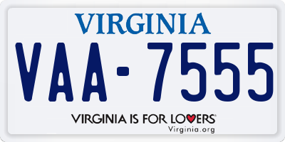 VA license plate VAA7555