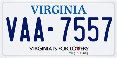 VA license plate VAA7557