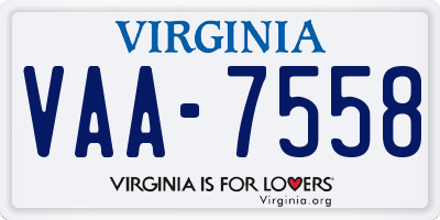 VA license plate VAA7558