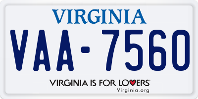 VA license plate VAA7560