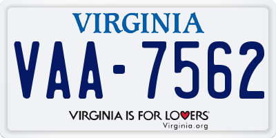 VA license plate VAA7562