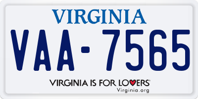 VA license plate VAA7565