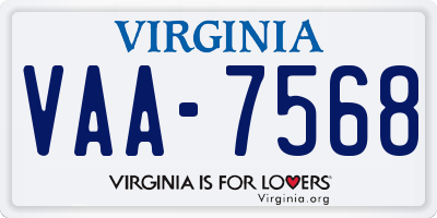 VA license plate VAA7568