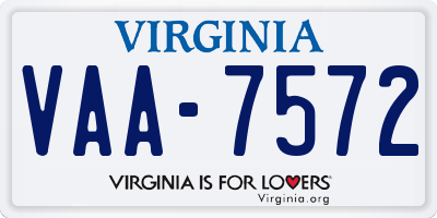 VA license plate VAA7572