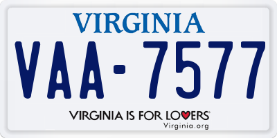 VA license plate VAA7577