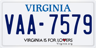 VA license plate VAA7579