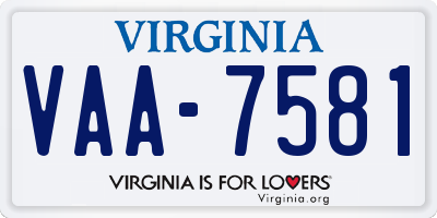 VA license plate VAA7581