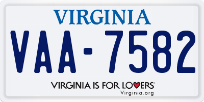 VA license plate VAA7582