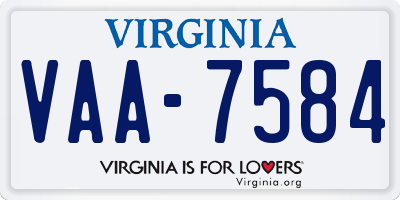 VA license plate VAA7584