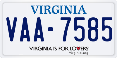 VA license plate VAA7585