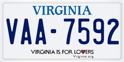 VA license plate VAA7592