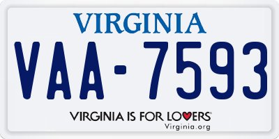 VA license plate VAA7593