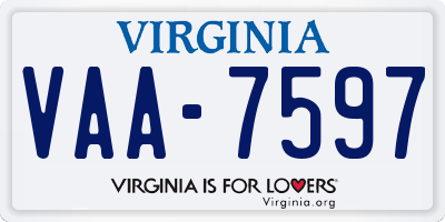 VA license plate VAA7597