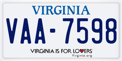 VA license plate VAA7598