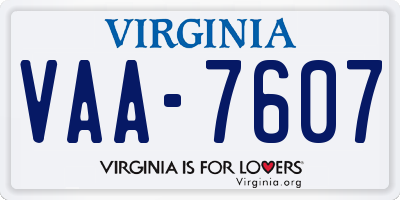 VA license plate VAA7607