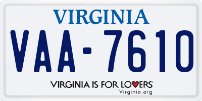 VA license plate VAA7610