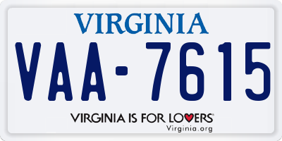 VA license plate VAA7615