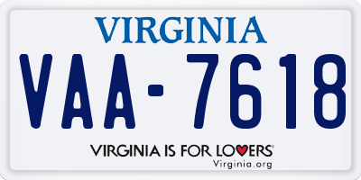 VA license plate VAA7618