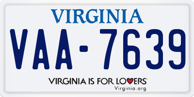 VA license plate VAA7639