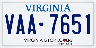 VA license plate VAA7651