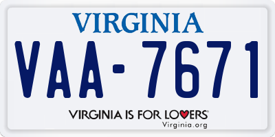 VA license plate VAA7671