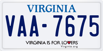 VA license plate VAA7675