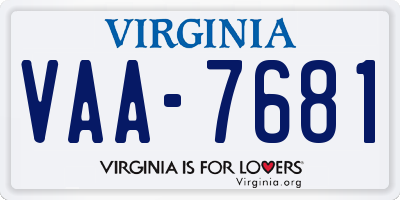 VA license plate VAA7681