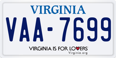 VA license plate VAA7699