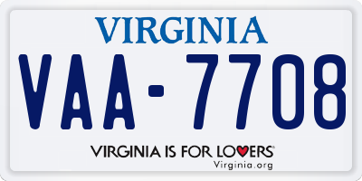 VA license plate VAA7708